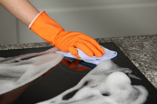 Deep cleaning kitchen surfaces during move out cleaning